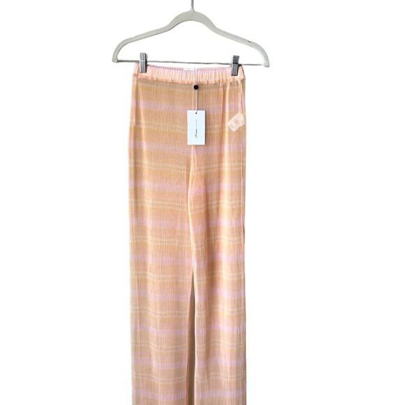 NWT Lovers and Friends Pink Yellow Pants Straight Leg Sheer Size SX - Picture 3 of 7